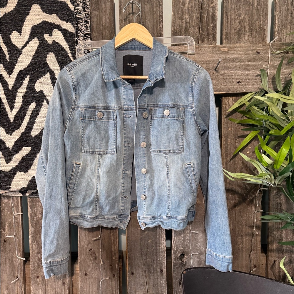 Nine West Light Wash Blue Denim Jacket
